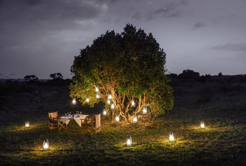 Cena privada en la sabana Kenia